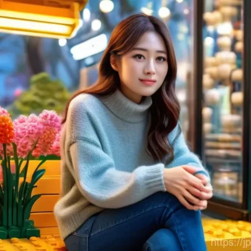 레고 디자인 공모전 도전기 - **Prompt 1: The Spark of Inspiration**
    A young Japanese woman in her late 20s, dressed in a styl...